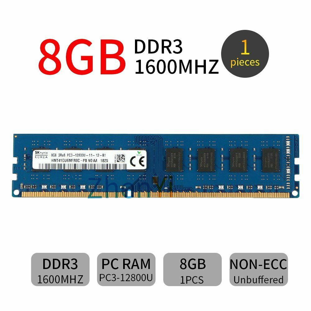 32GB 16GB 8GB DDR3 PC3-12800U 240Pin 1.5V Blue Desktop RAM For SKHynix Lot UL