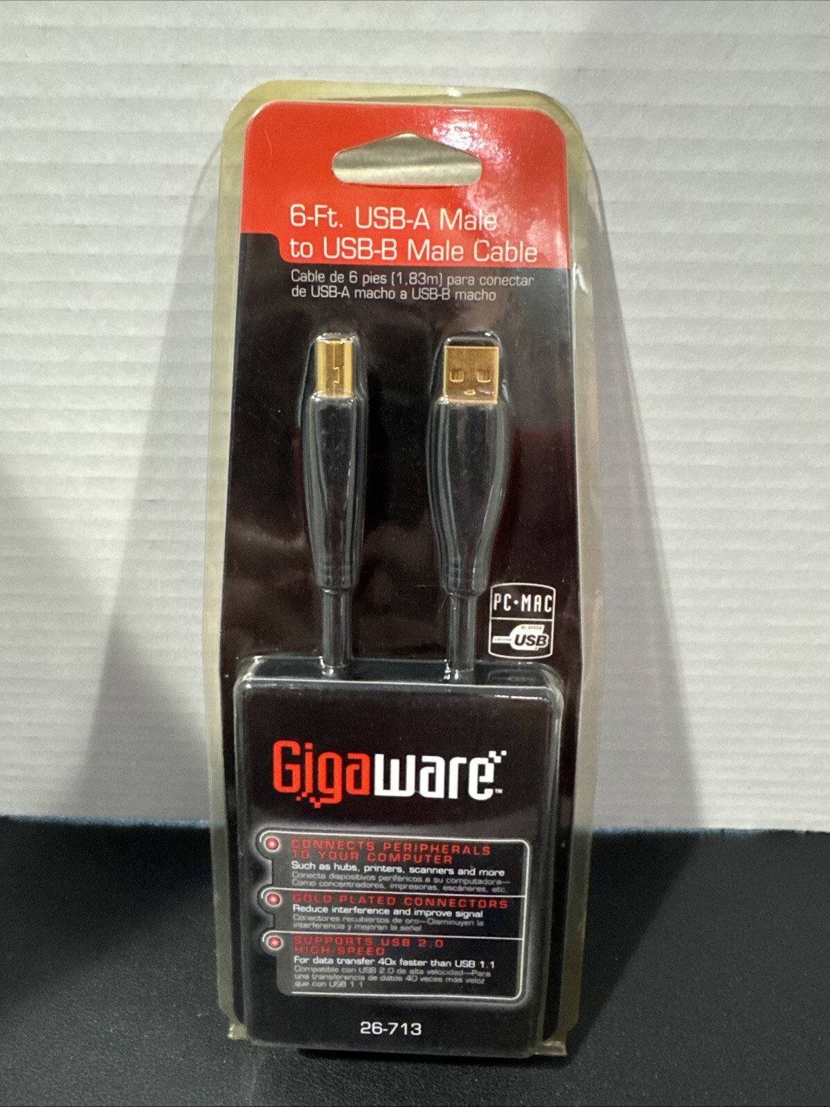 Gigaware 26-713 6’ USB A Male To USB B Male Cable
