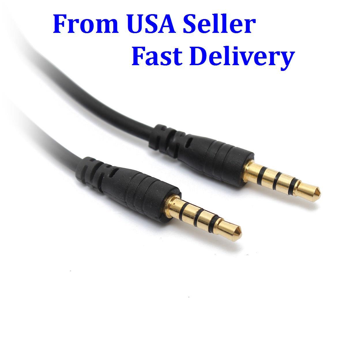 5PCS USA Universal Short 1 ft 30 cm 3.5mm Male to Male TRRS Audio Cable for iPod