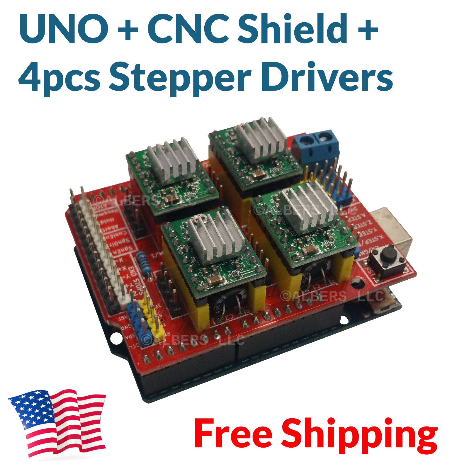 Arduino CNC Shield Kit - UNO Board + 4x A4988 Drivers Package Deal FREE USA SHIP