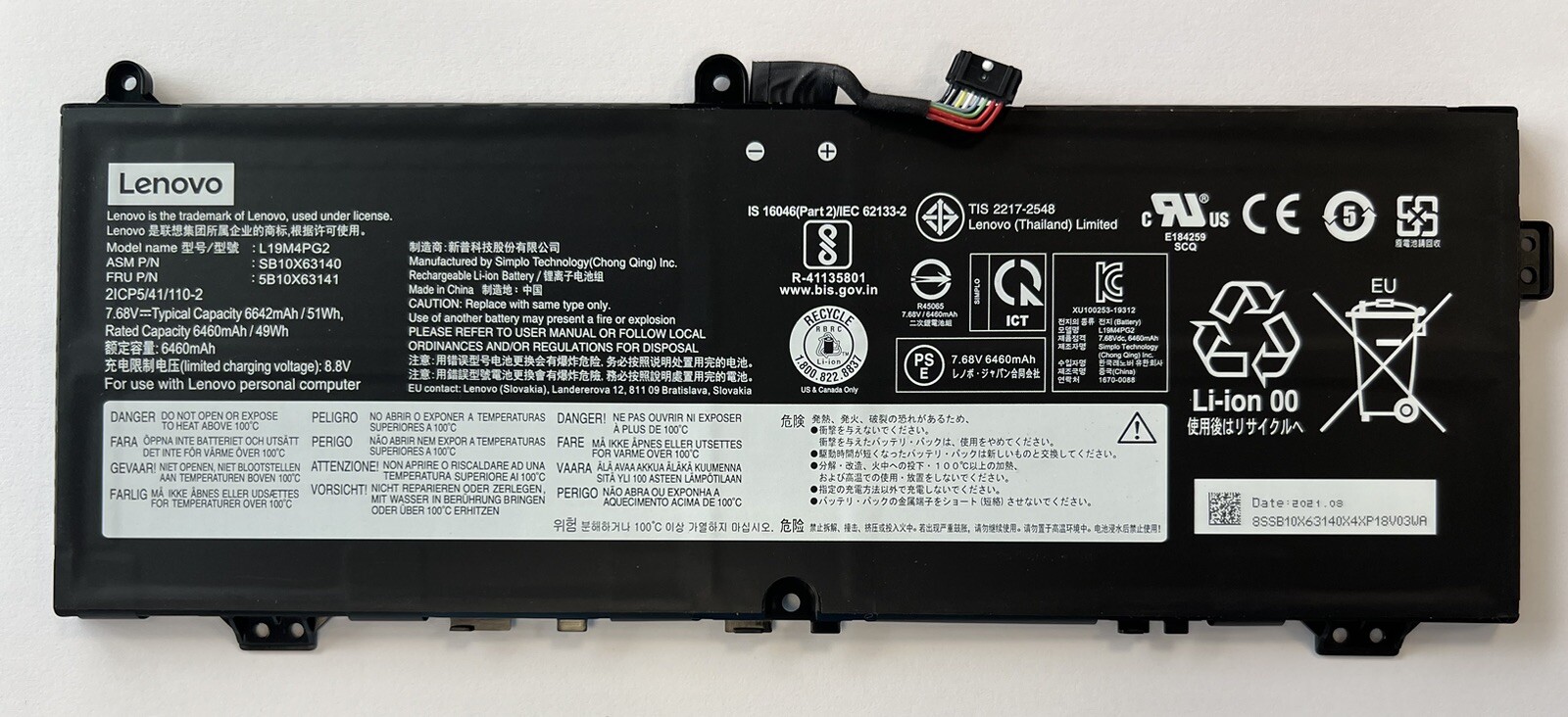 New open Box Original  IdeaPad 5 Chrome-14ITL6 LG L19L4PG2 7.7V51Wh4cell battery