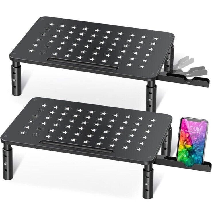 2 Pack Monitor Stand , 3 Height Adjustable Stand with Unique Star Mesh