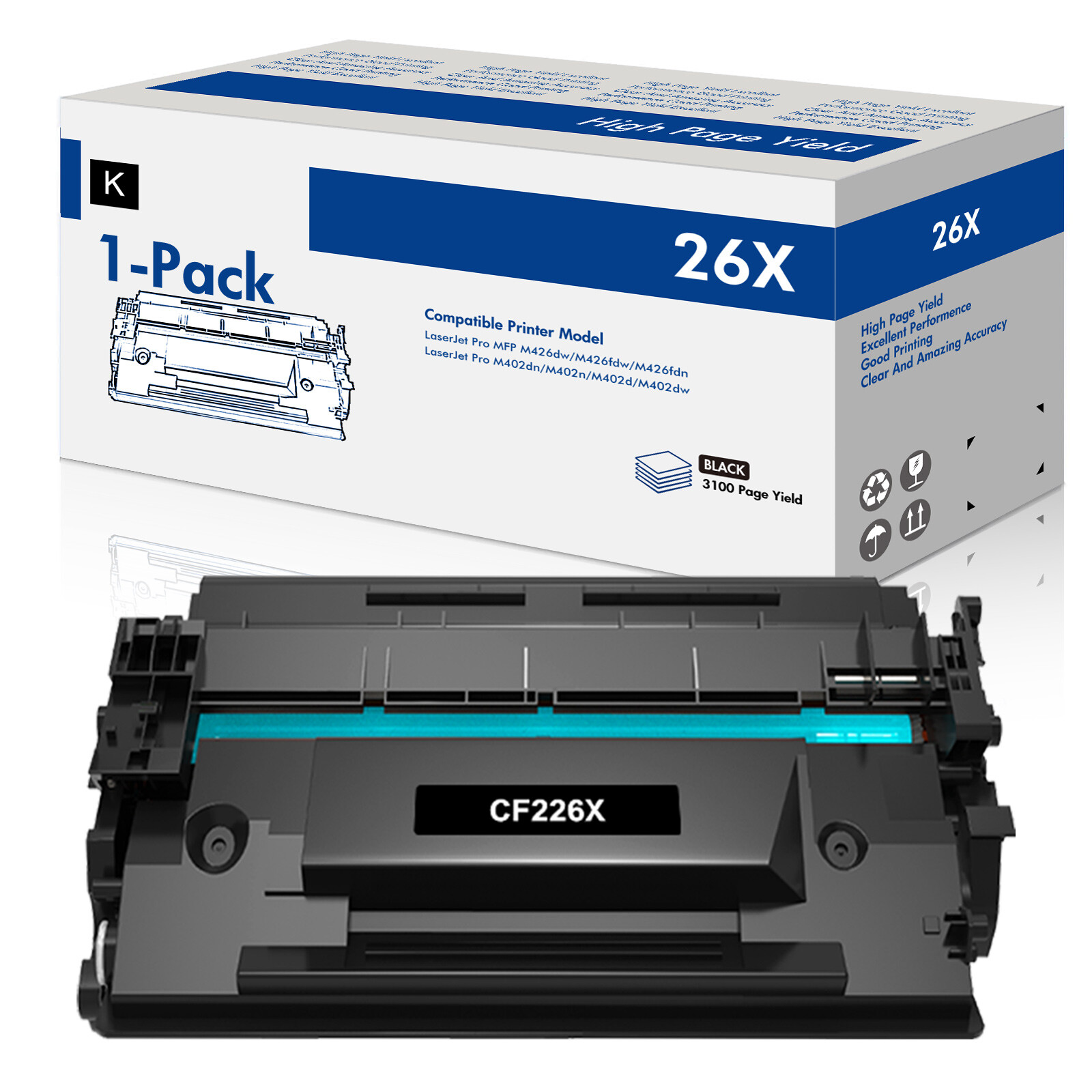 1PK High Yield CF226X 26X Toner for HP LaserJet Pro MFP M426dw M426fdw M426fdn