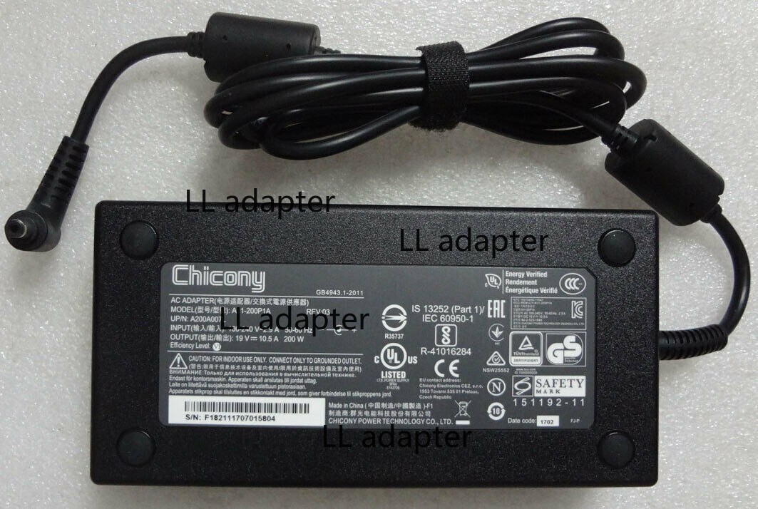 NEW Chicony 19V 10.5A A11-200P1A 5.5mm for CLEVO P650RG Genuine 200W AC Charger