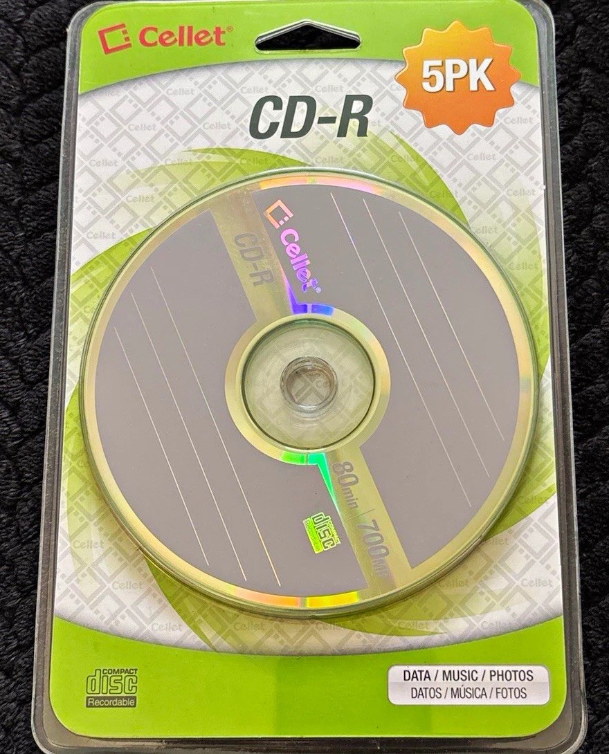 Cellet CD-R Recordable Discs 700MB 80min 52x 5-Pack Spindle/Cake Box