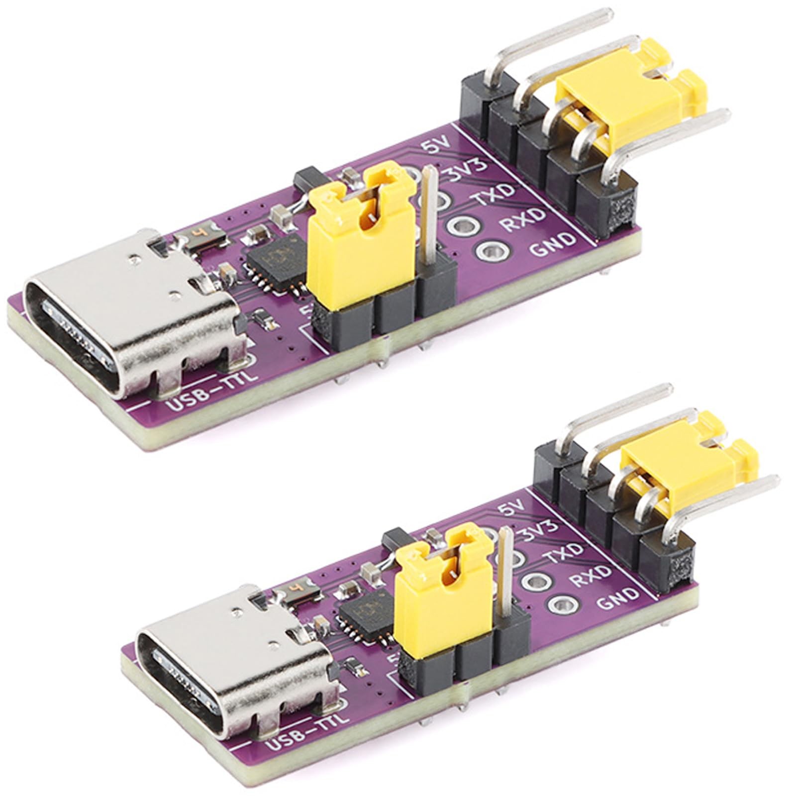 JESSINIE 2 Pack CH343P USB to Serial Port Module 6Mbps 5V 3.3V TTL Yellow