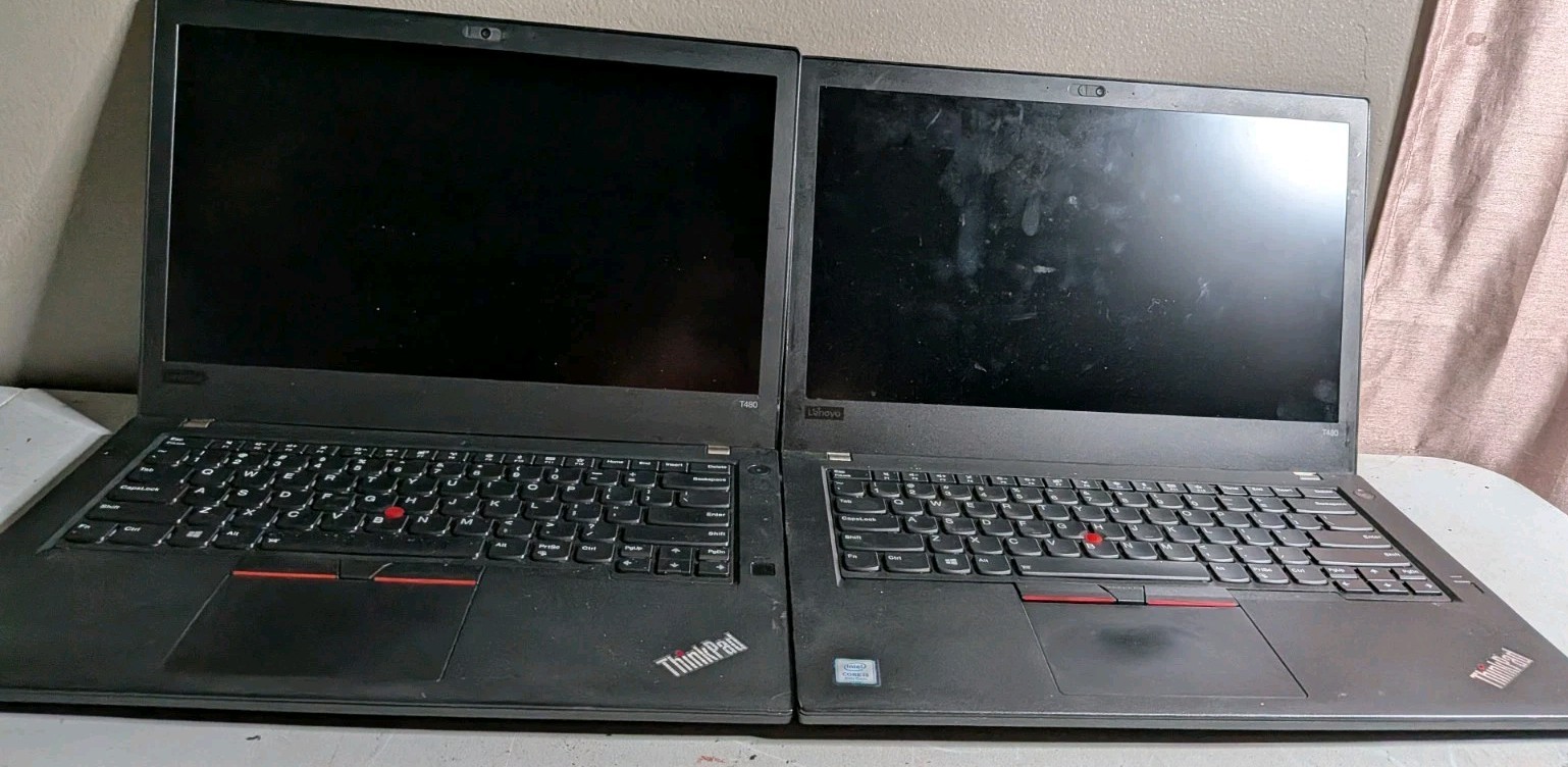 *As-is* Lot Of 2 Lenovo ThinkPad T480 i5-8500 No Hd No Ram - Boots To Bios 