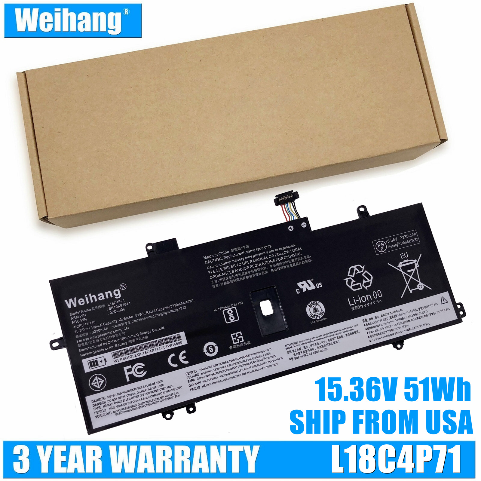 Genuine Weihang Battery For Lenovo ThinkPad X1 Carbon 7th Gen 2019 /8th Gen 2020