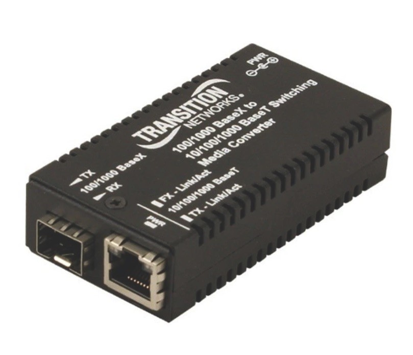 Transition Networks M/GE-PSW-SFP-01-NA, FIBER to COPPER converter Gigabit  -NEW 