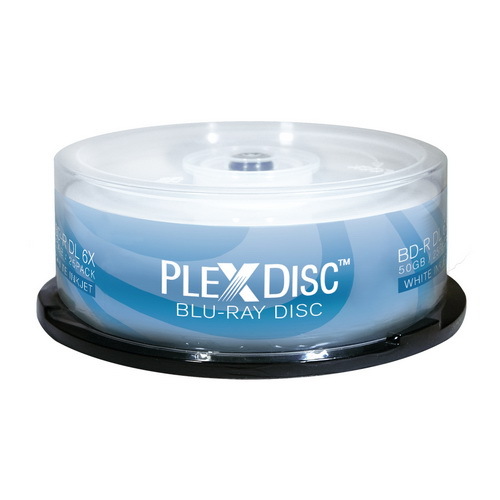 50 PlexDisc BluRay Dual Layer 6X Blank BD-R DL 50GB White Inkjet Hub Printable 