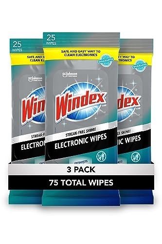 Electronic Cleaning Wipes, Anti-Static, 3-Pack of 25 Count Wipes