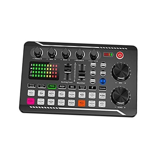 Live Sound Card, Mini Sound Mixer Board with 16 Effects and 190*118*28mm black