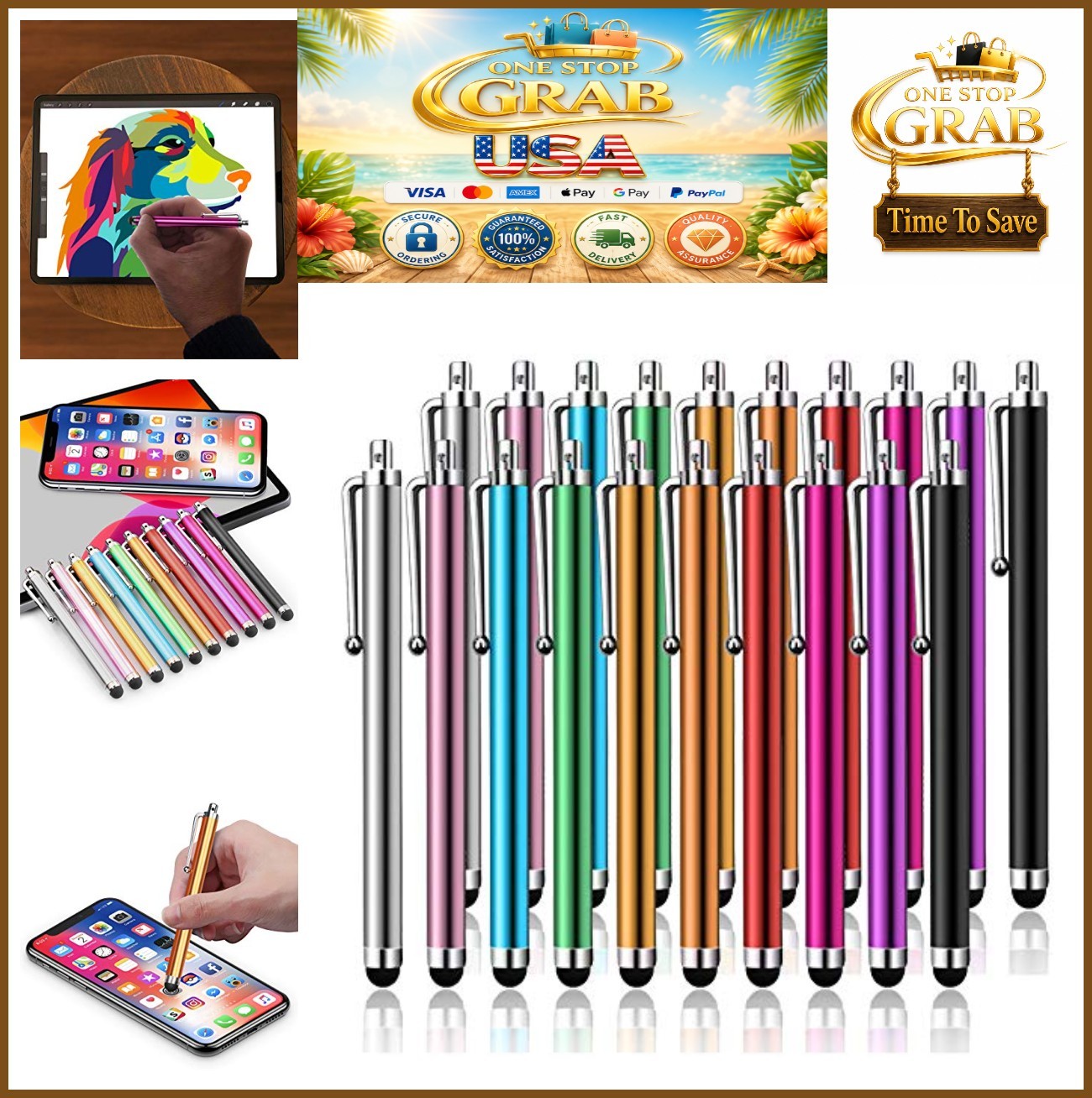 20 Pack Stylus Pen Universal Touch Screen Capacitive Rubber Tip Anti Scratch