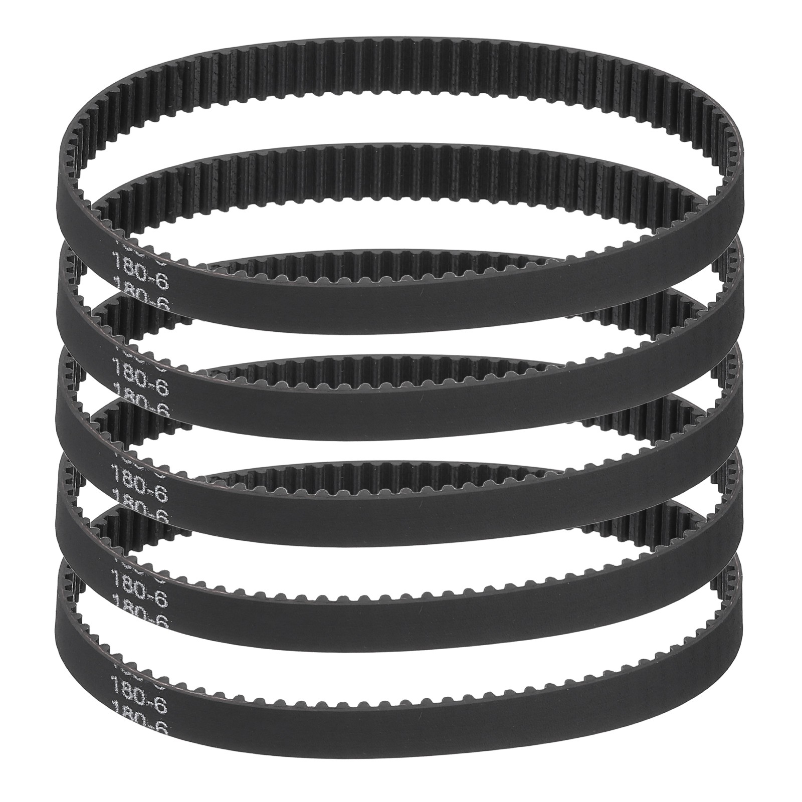 180mm GT-2 Timing Belt, 5pcs 6mm Width 2mm Pitch 3D Printing Closed Loop, Black