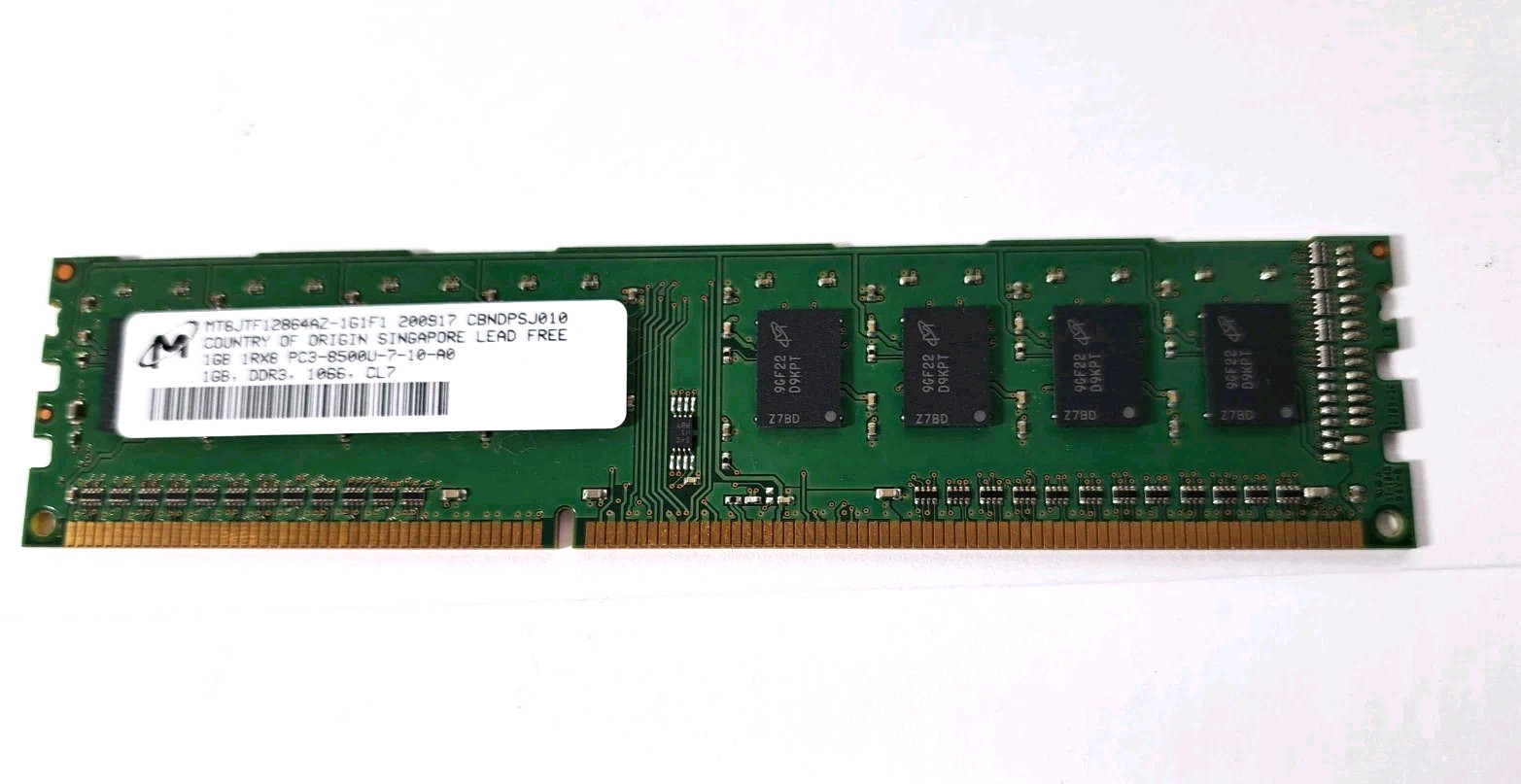 Micron PC3-8500 1 GB SO-DIMM 1066 MHz DDR3 Memory (MICRON MT8JTF12864AZ-1G1F1)
