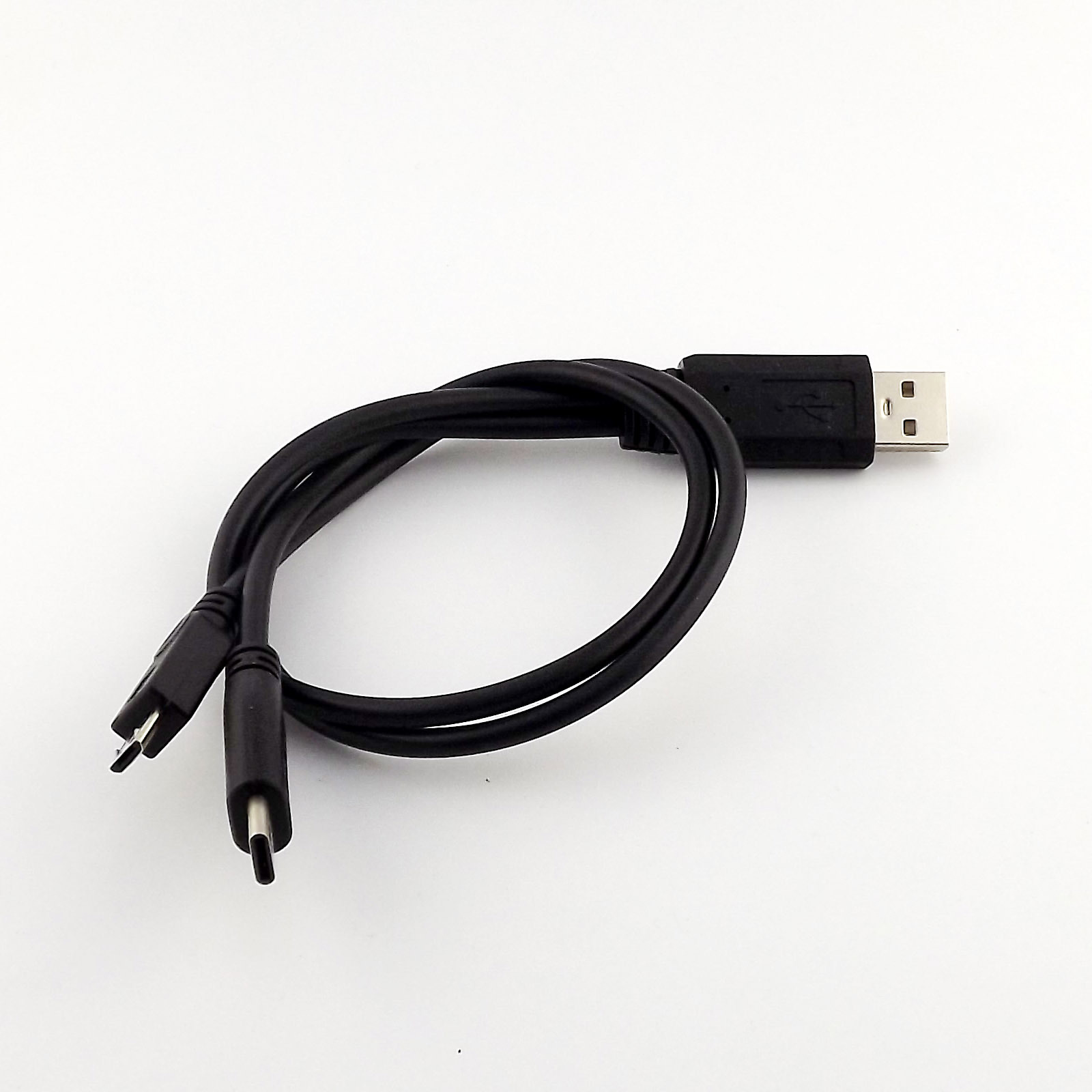 1x USB 2.0 A Male to USB 3.1 Type C Micro USB Male Data Charger Y Splitter Cable