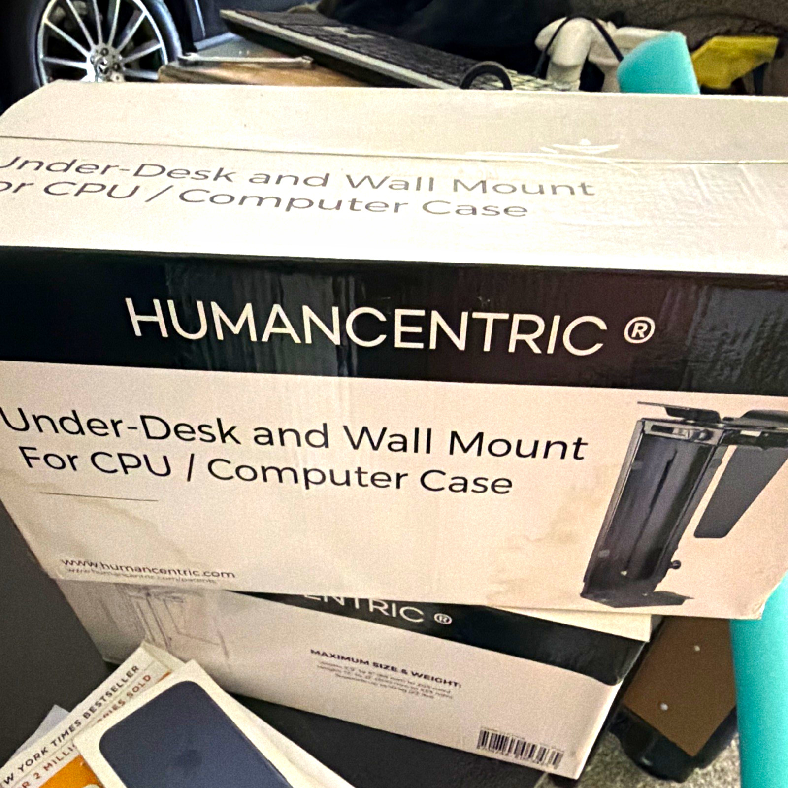 Humancentric Black Adjustable Under-Desk & Wall Mount CPU Stand 12-21in