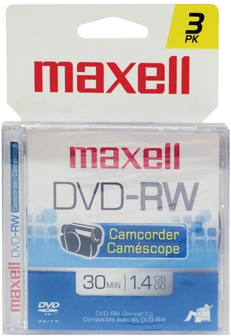 Maxell DVD-RW Camcorder - 3 PK Pack 30min 1.4GB Jewel Case 