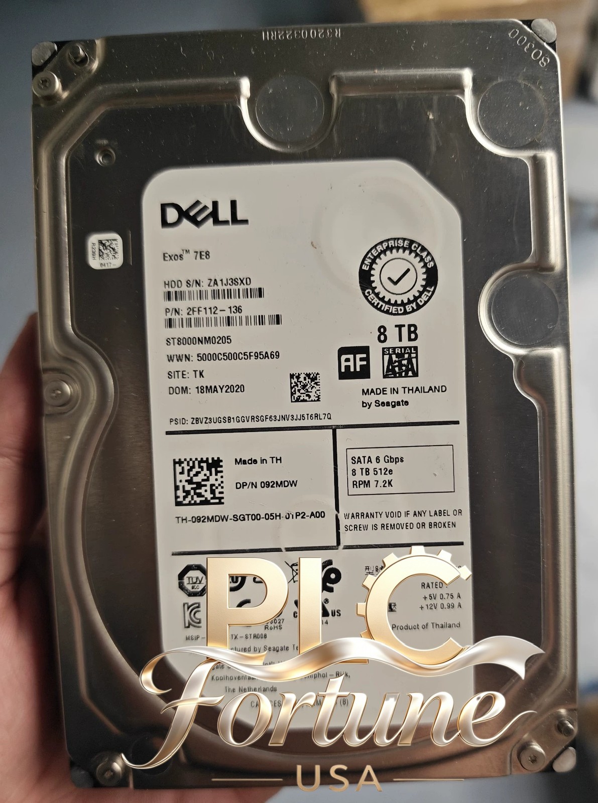 New DELL 092MDW 92MDW SEAGATE ST8000NM0205 8TB 7.2KRPM SATA 6Gb/s 3.5" 512e HDD