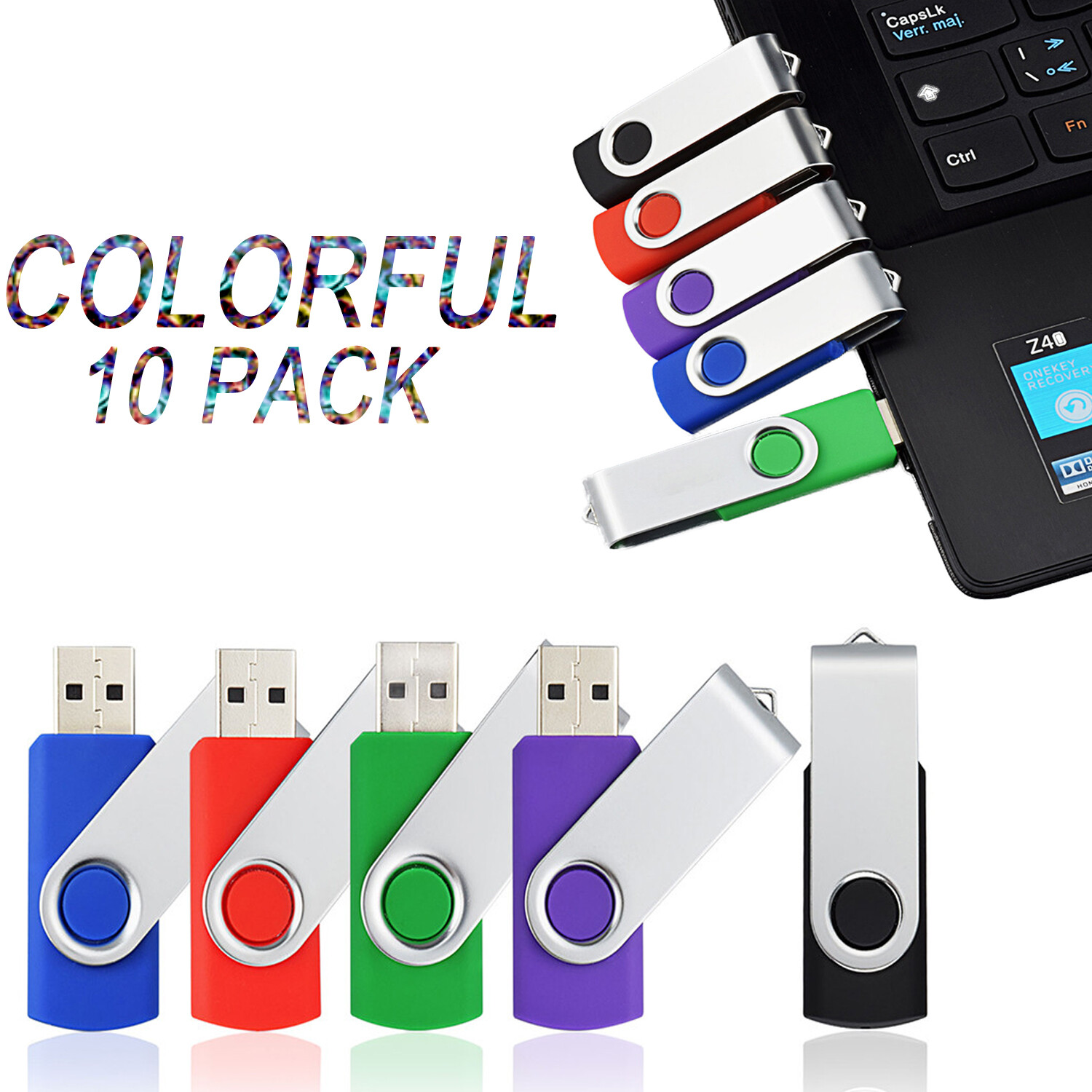 10Packs 1GB-32GB USB 2.0 Flash Drives Swivel Memory Stick Enough Storage U Disks