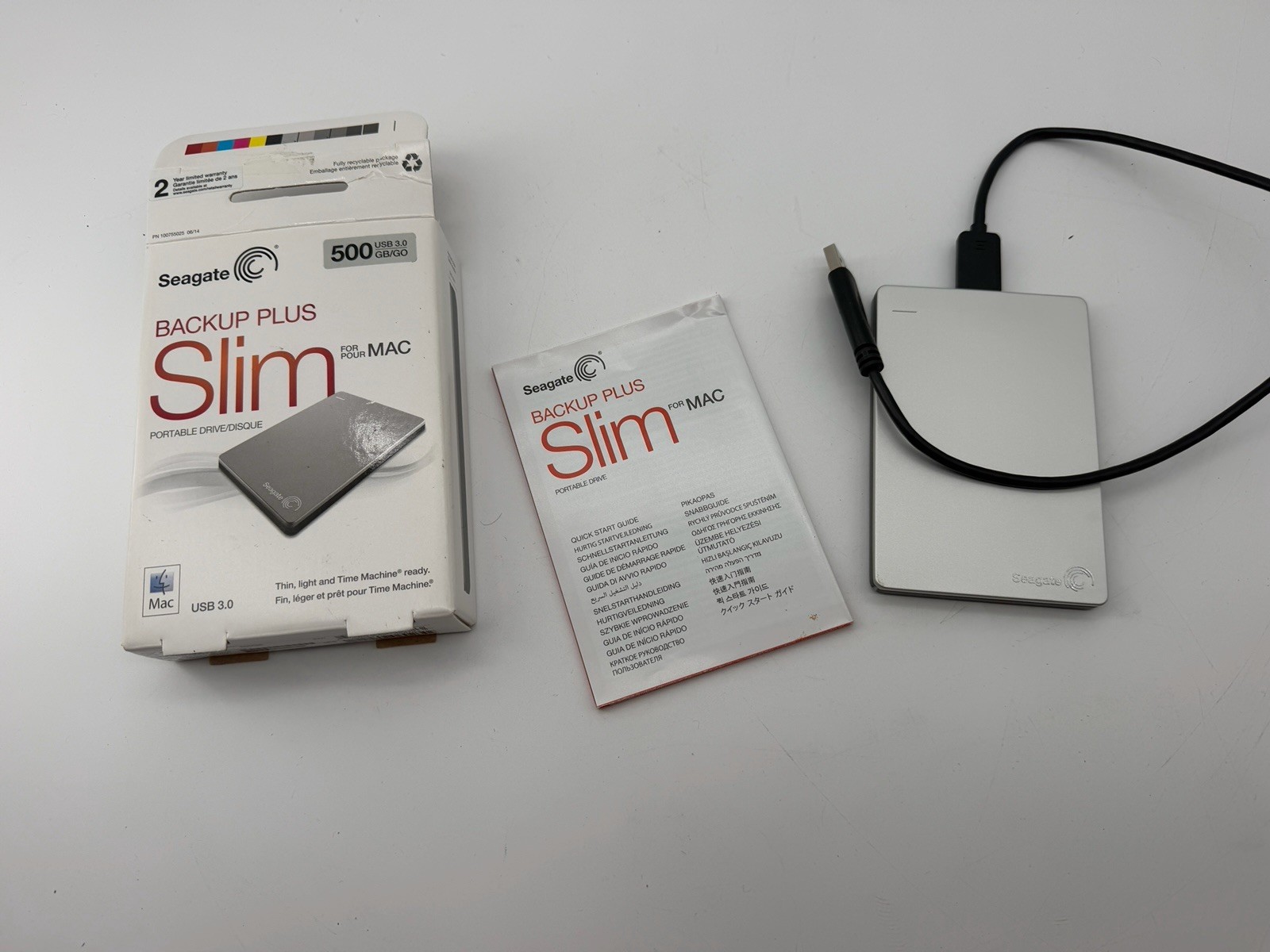 Seagate Backup Plus Slim For MAC 500GB Portable Drive USB 3.0 Thin Light 