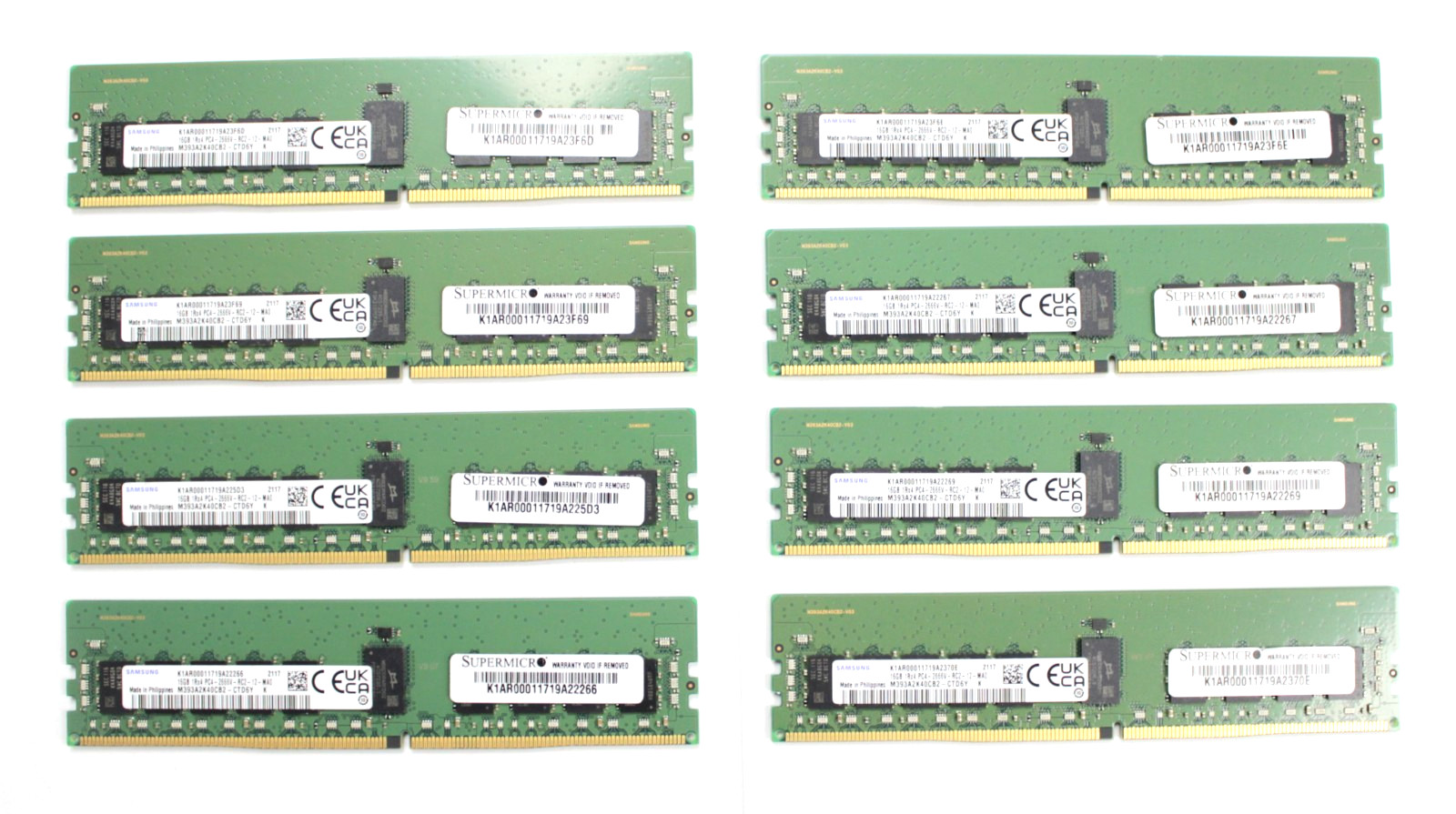 Samsung 128GB Total ( 8 x 16GB ) DDR4 PC4-2666V 1Rx4 ECC REG RDIMM Server Memory