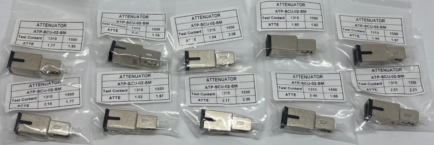 SC/UPC 2dB Fiber Optic Attenuators - Lot Of 10 – Singlemode NEW