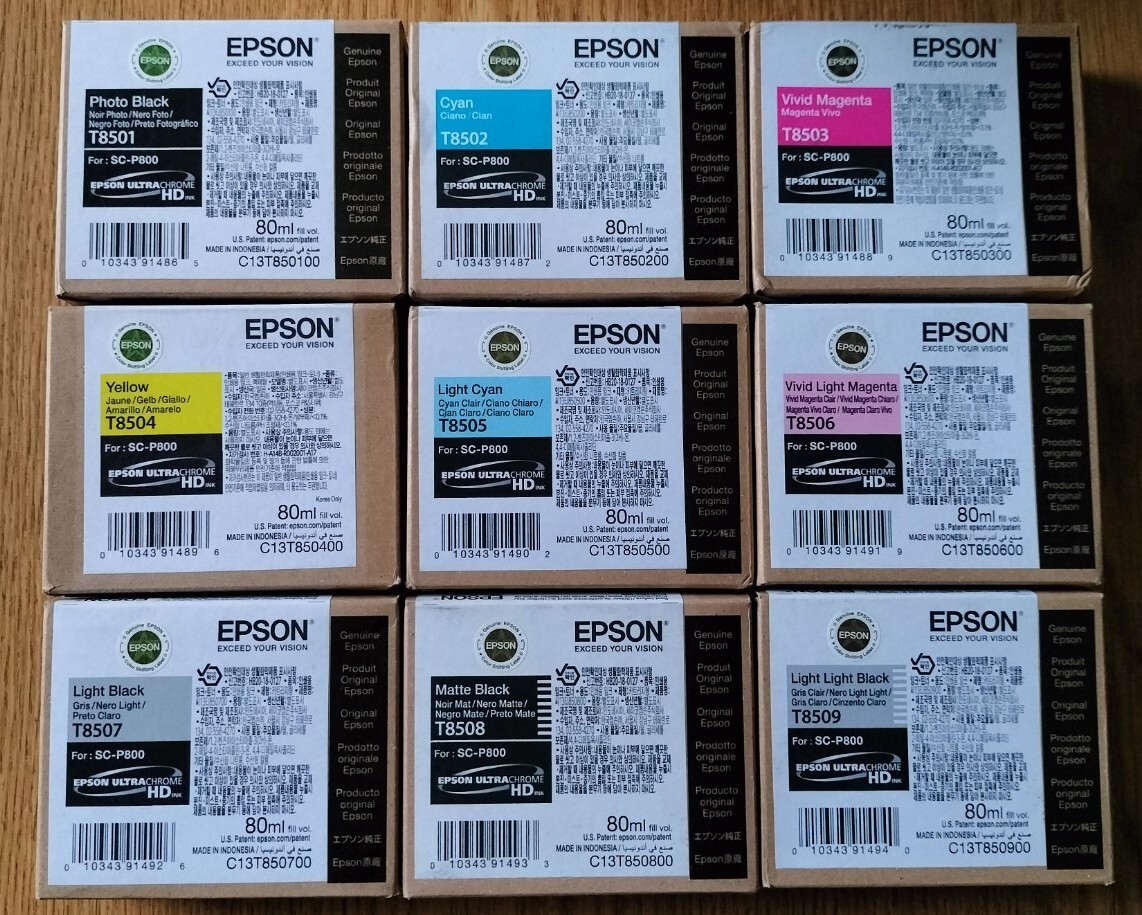 2022/2024 NEW 9 SET GENUINE EPSON SC-P800 HD INKS 80ml 8501/8503/8505/8507/8509