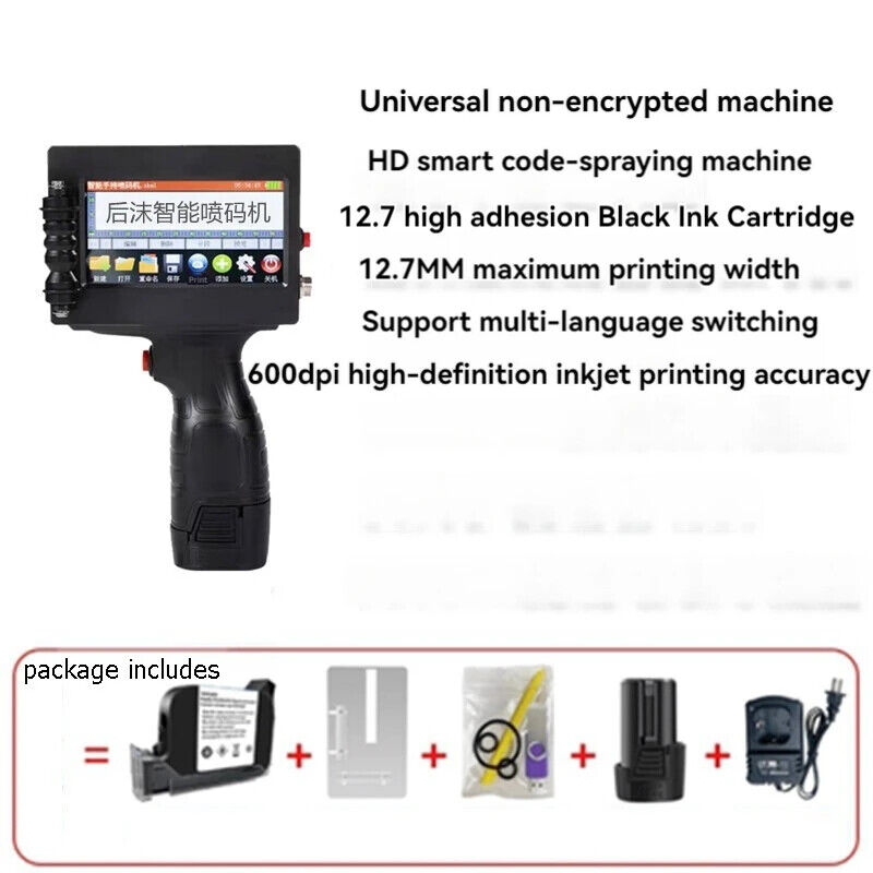 12.7mm Portable Hand Jet Thermal Inkjet Printer for QR Bar Batch Code Date Logo