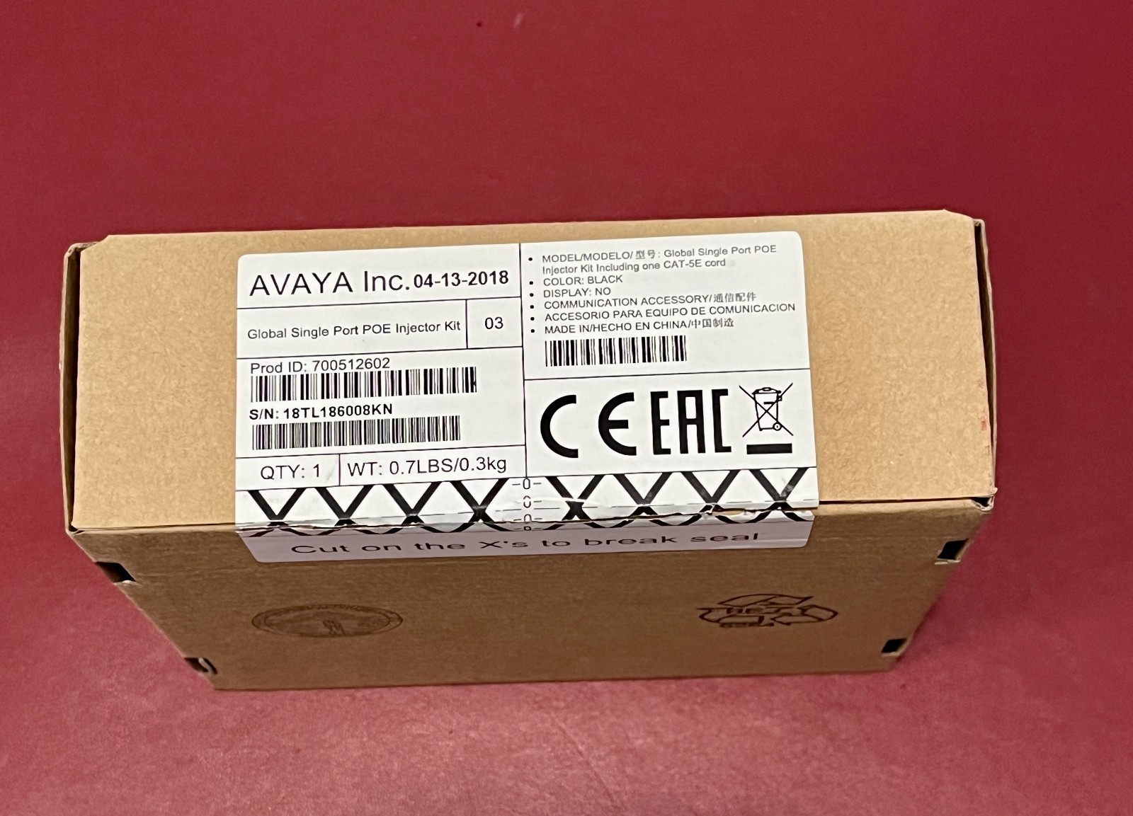 AVAYA - Global Single Port POE Injector Adapter - 700512602