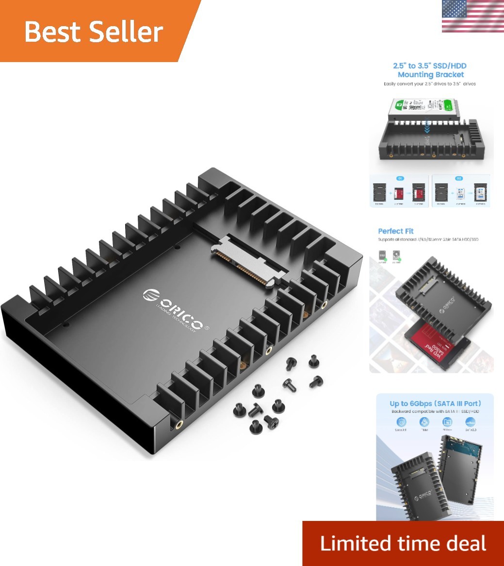 5Packs] 2.5 SSD SATA to 3.5 Hard Drive Adapter Internal Drive Bay Converter M...