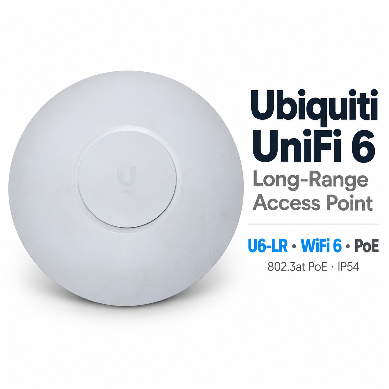 Ubiquiti UniFi 6 Long-Range U6-LR WiFi 6 Access Point 802.3at PoE IP54 White WAP