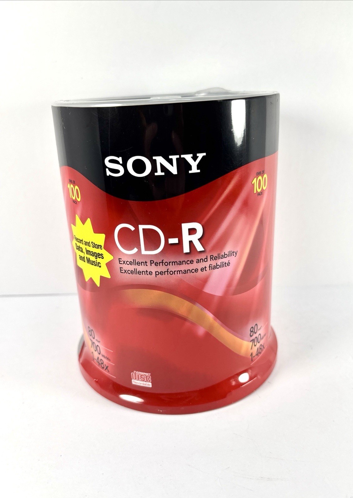 New Sealed 100-Pack Sony CD-R  80 Min 700 MB 1-48x Recordable Compact Discs CDs