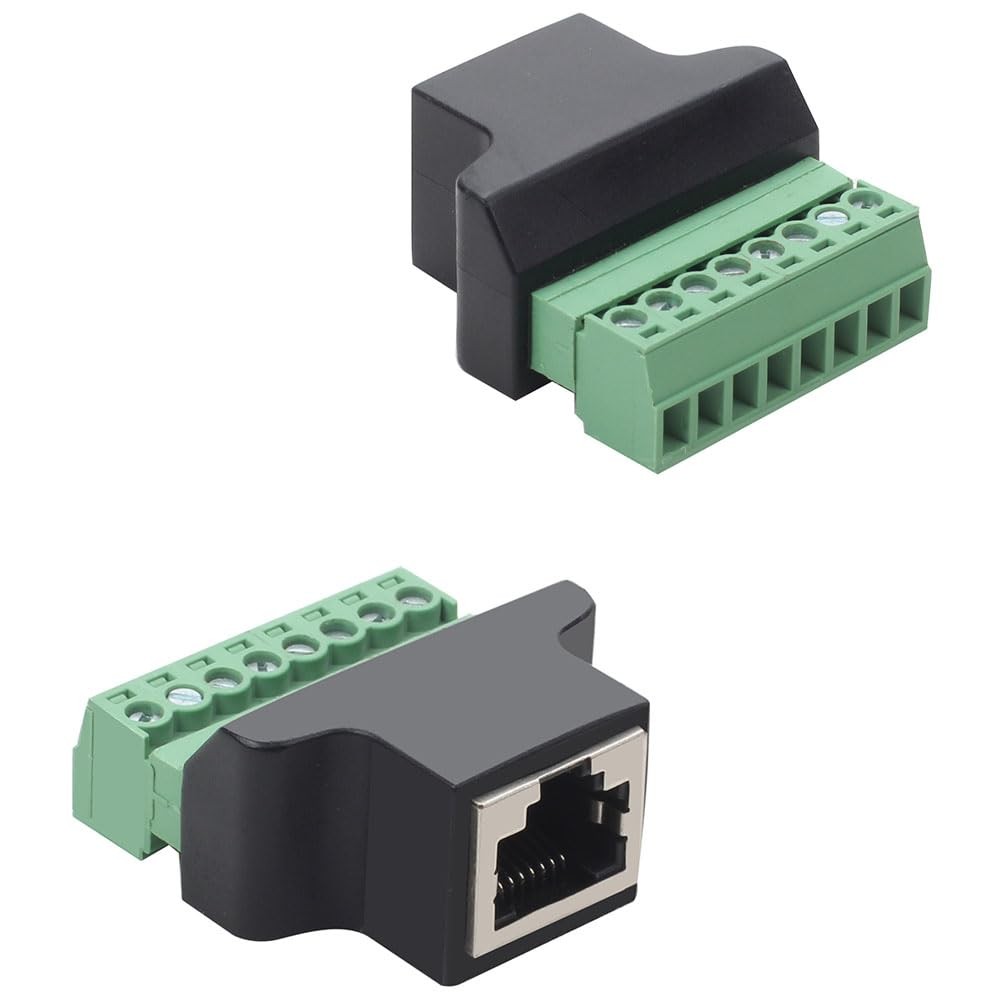 2 PCS RJ45 Female To 8 Pins Screw Terminal Block Adapter Cat7 Cat6 Cat5