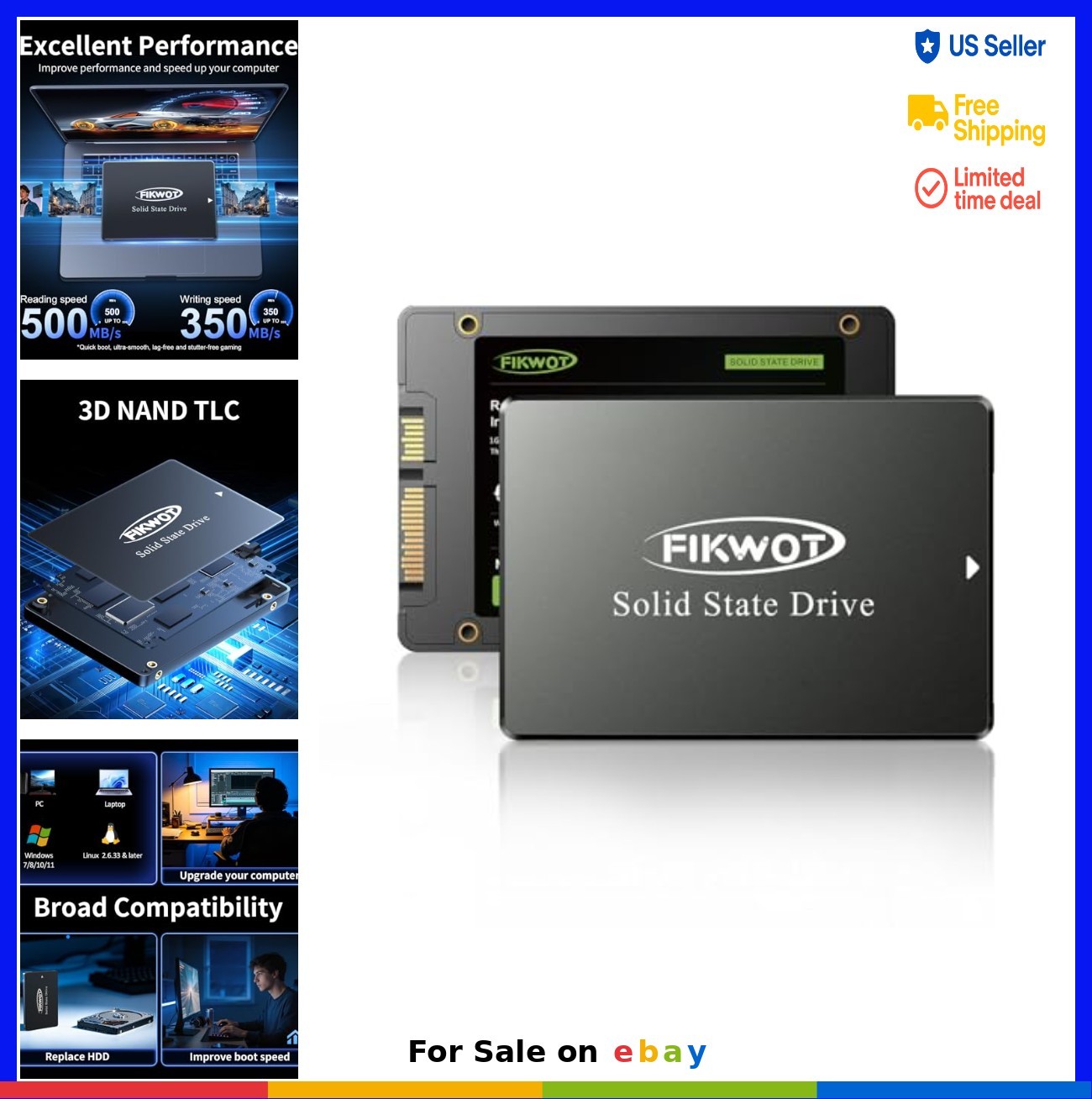 250GB Internal SSD 2.5 Inch SATA III 6Gb/s 560MB/s 3D NAND TLC Laptop Desktop