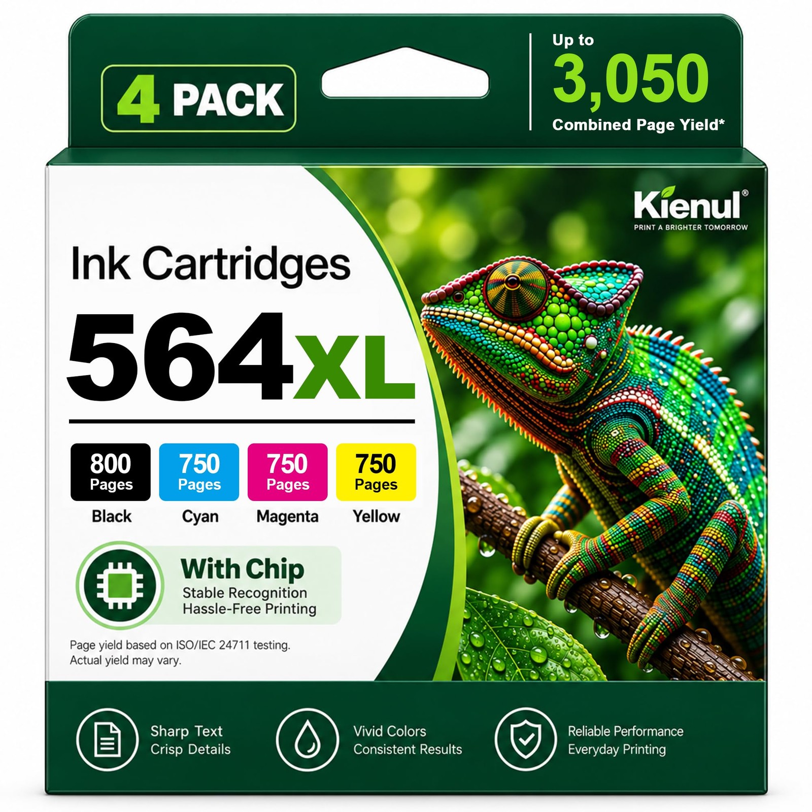 564XL Ink Cartridges Replacement 4 Pack (BK/C/M/Y)High Yield Ink Compatible