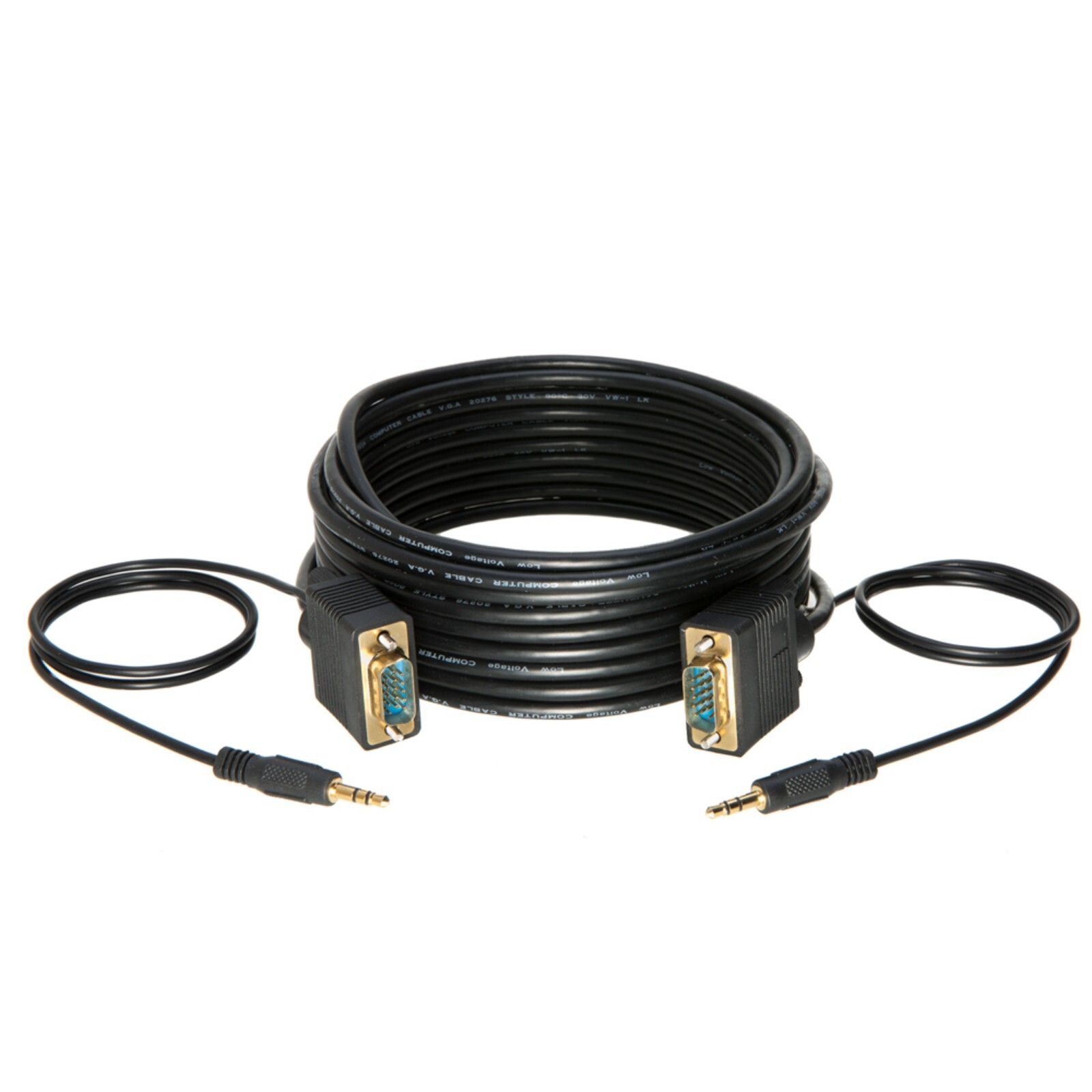 50FT - SVGA Male/Male Cable + 3.5mm Aux Audio Jack for TV Projector Monitor PC