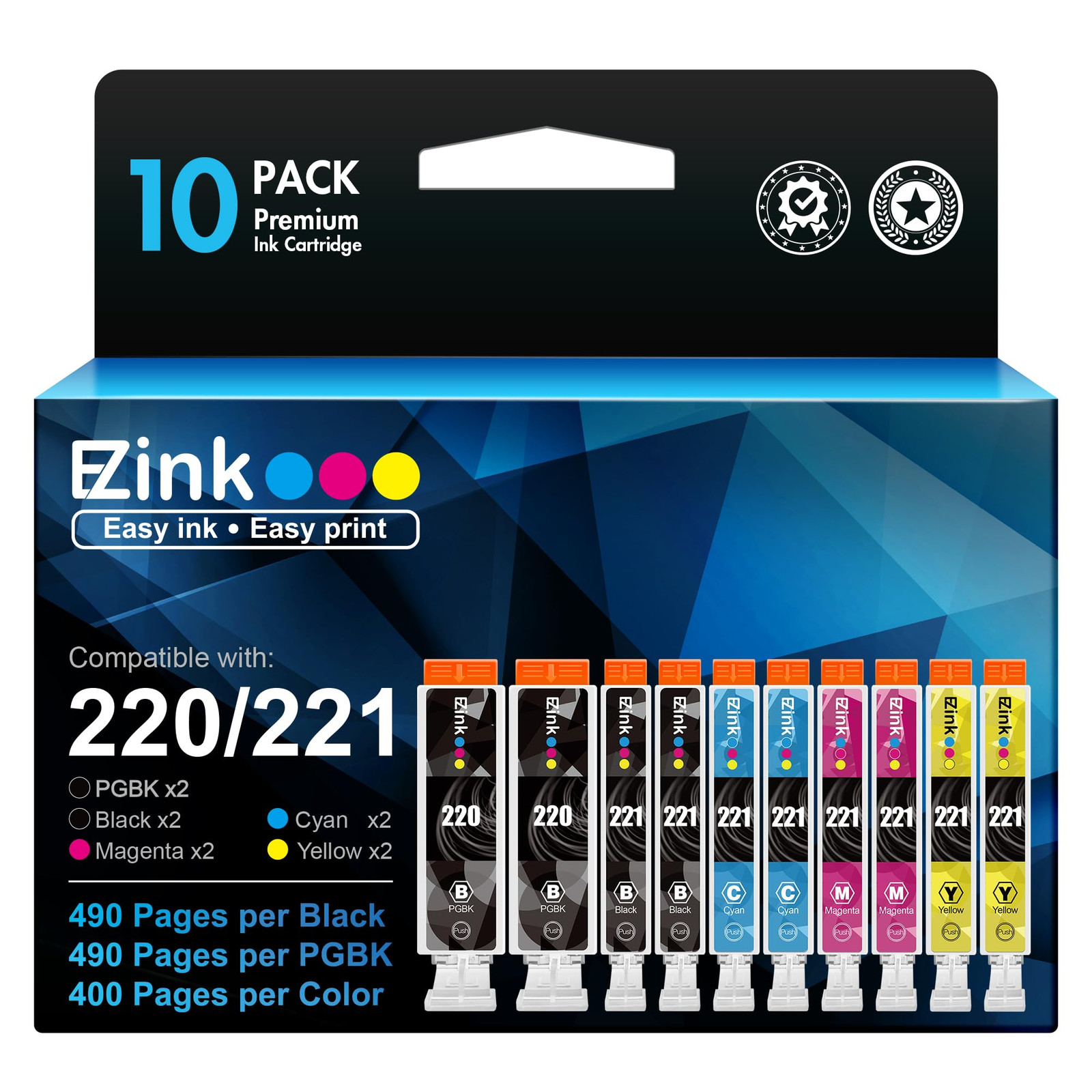 E Z Ink Compatible Ink Cartridges for Canon PGI 220 CLI 221 10 Pack