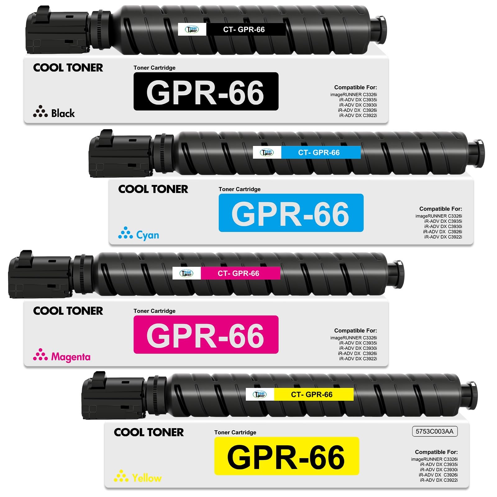 GPR66 GPR-66 Toner 4-Pack KCMY for Canon imageRUNNER C3326i C3935i C3930i