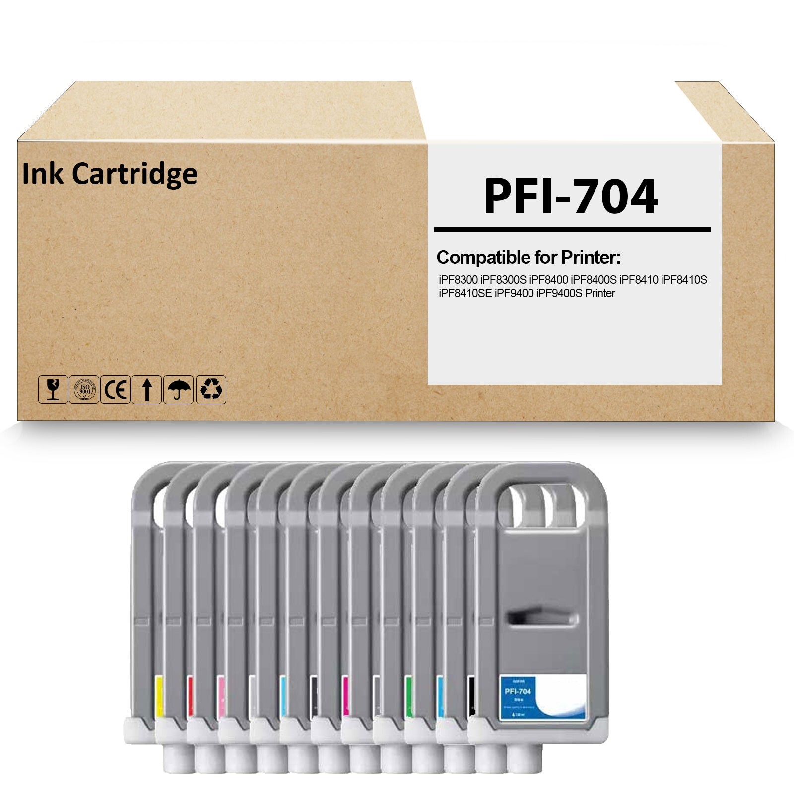 12 Pack PFI704 PFI-704 Ink Tank Cartridge iPF8300 iPF8400 iPF8410 pigment ink