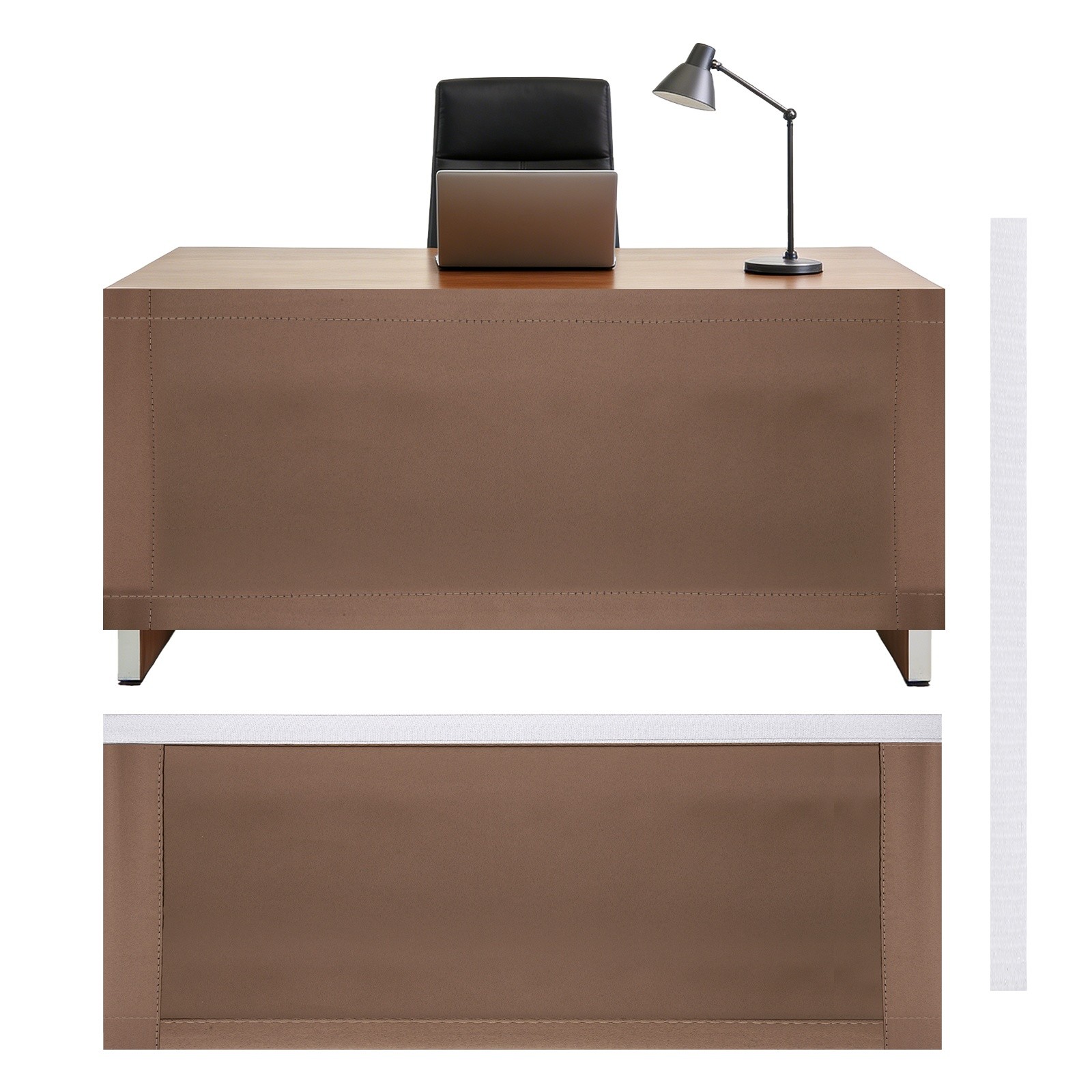 59x24 Inch Under Desk Privacy Panel, Desk Skirt Office Home, Brown