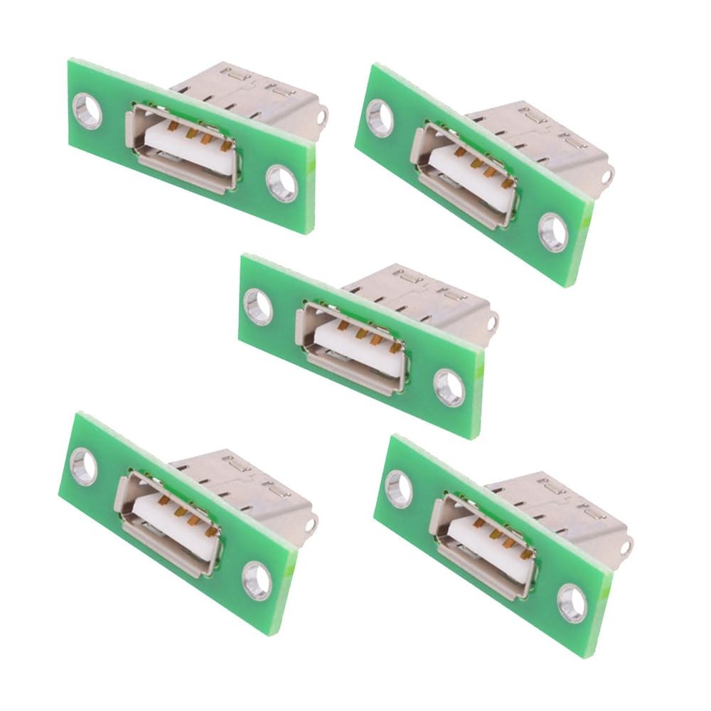 xiwai 5pcs USB Type-A Female DIY OEM Socket Connector with Panel Mount Green