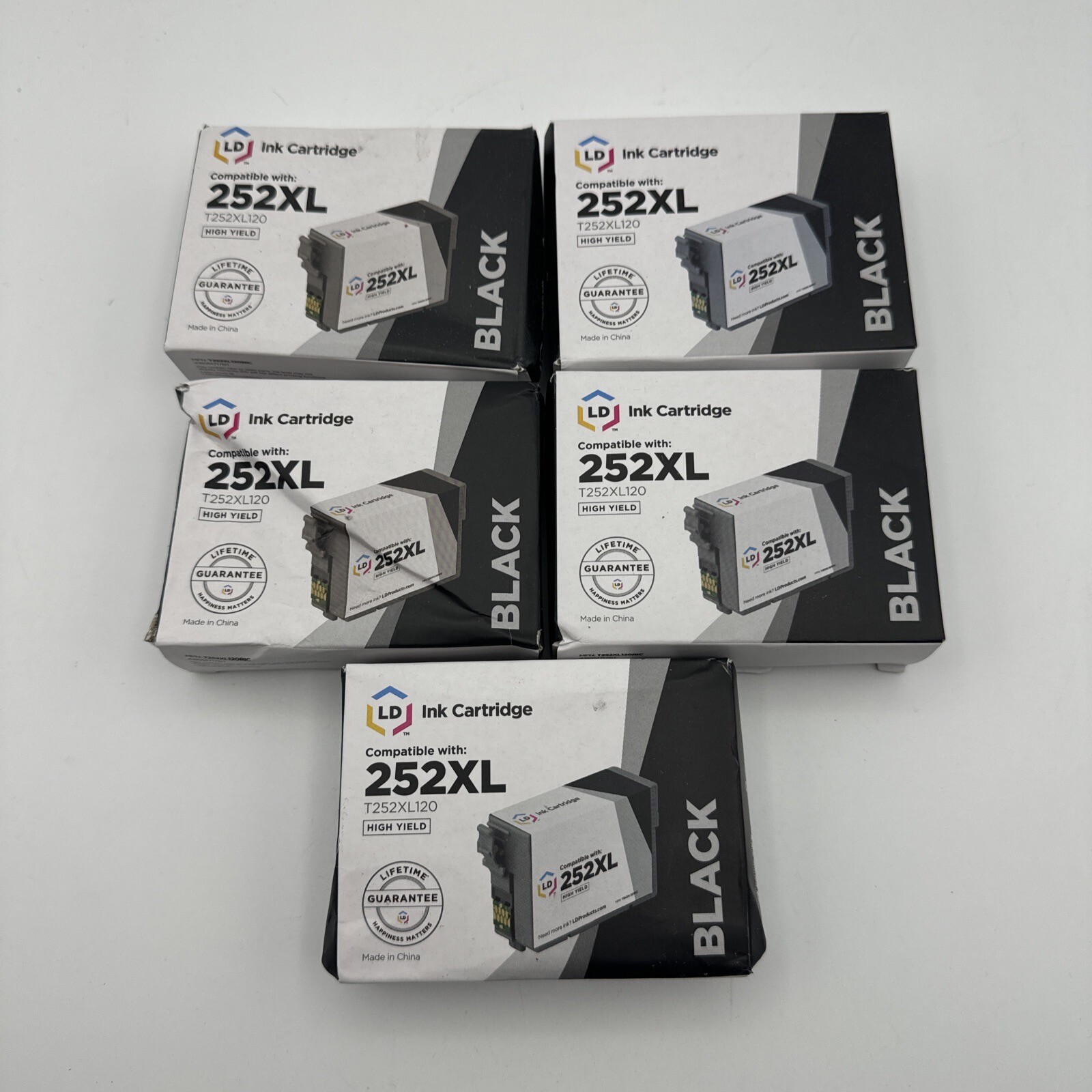 5PK Hi-Yield BLACK Ink For Epson 252XL 252 WorkForce WF3620 WF3640 WF7610 WF7110