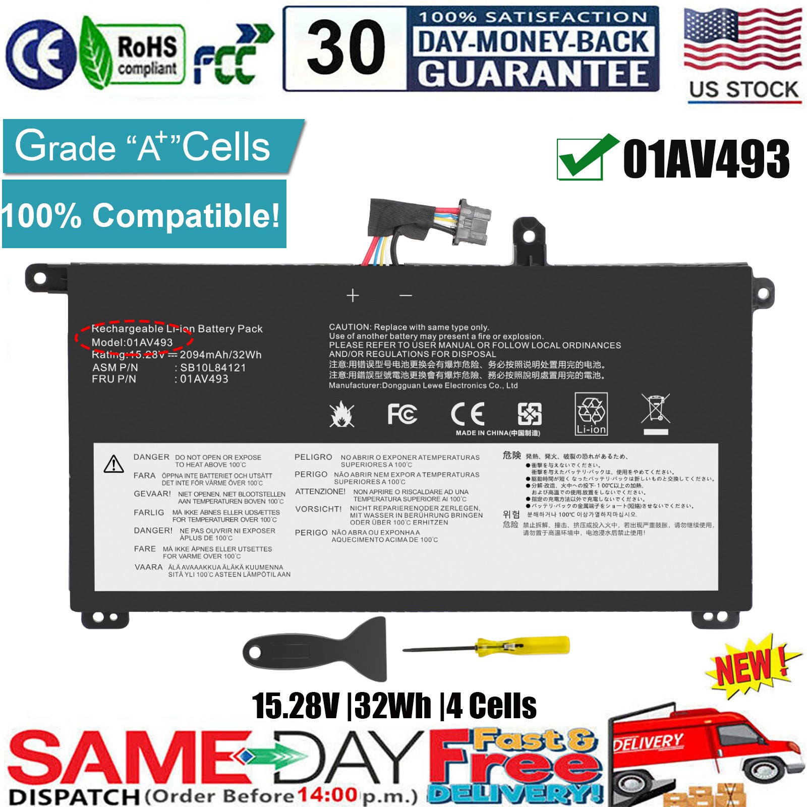 ✅LOT 01AV493 00UR891 Internal Battery for Lenovo ThinkPad T570 T580 P51S P52S