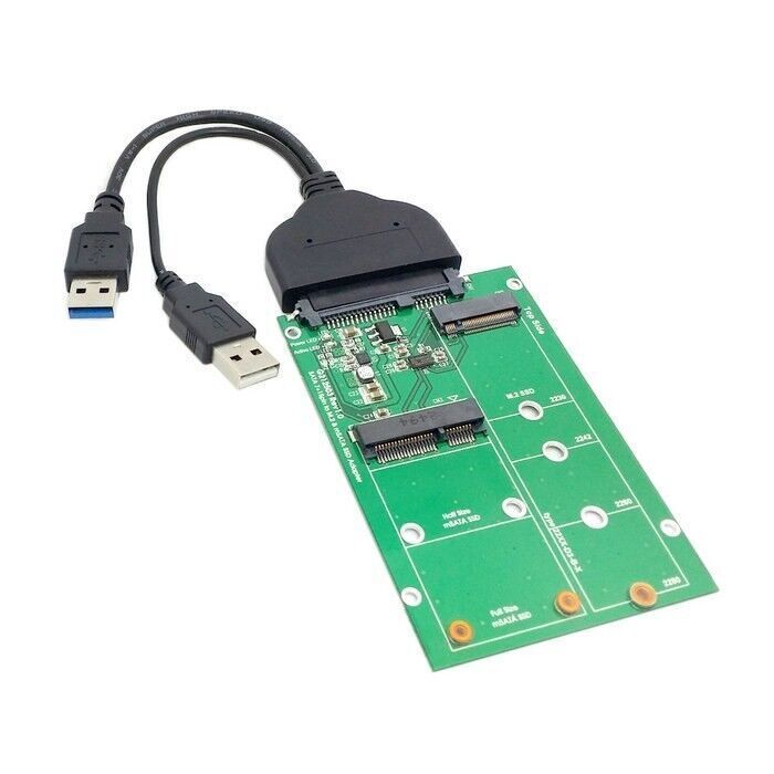 USB 3.0 to SATA 22P 2.5" Hard Disk to Mini PCI- E 2 Lane M.2 & mSATA SSD Adapter