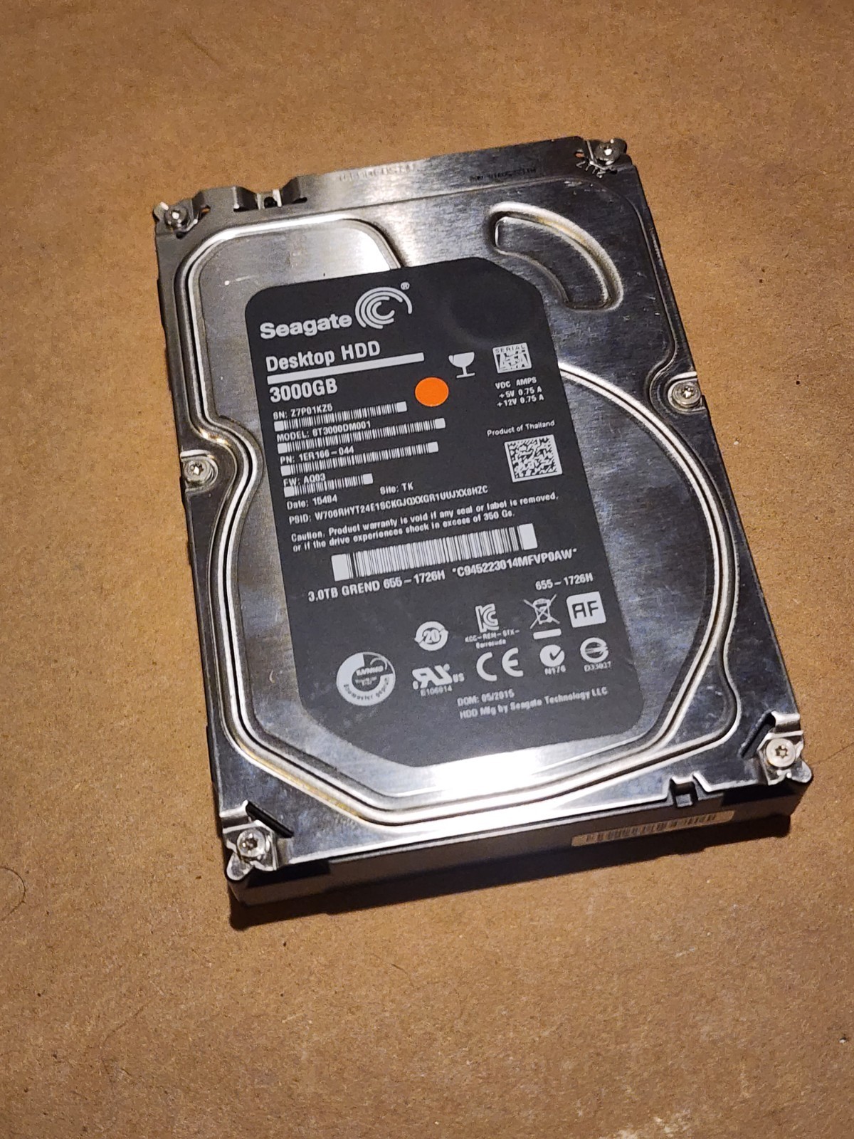 Seagate Barracuda 3TB 3.5" Hard Drive ST3000DM001 7200RPM Desktop HDD