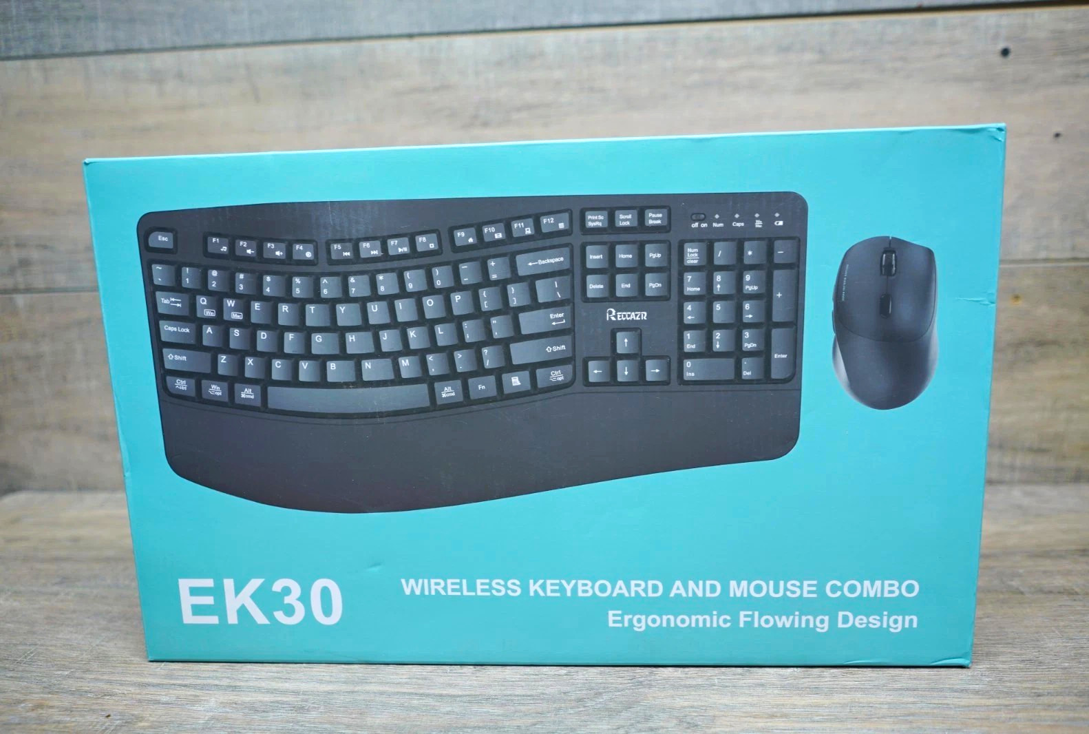 RECCAZR EK30 Wireless Ergonomic Keyboard & Mouse Combo QWERTY Black