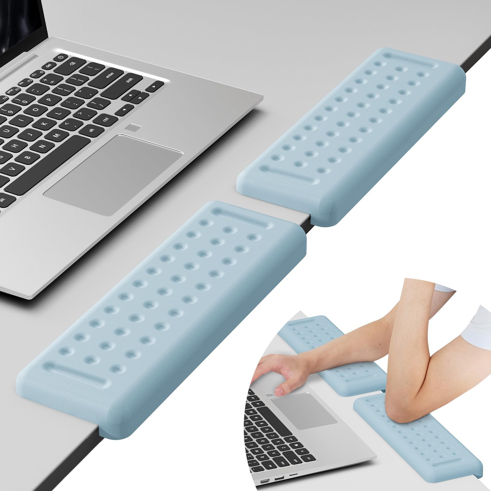 L-Shaped Desk Elbow Pads for Desk, Blue Memory Foam Arm Rest