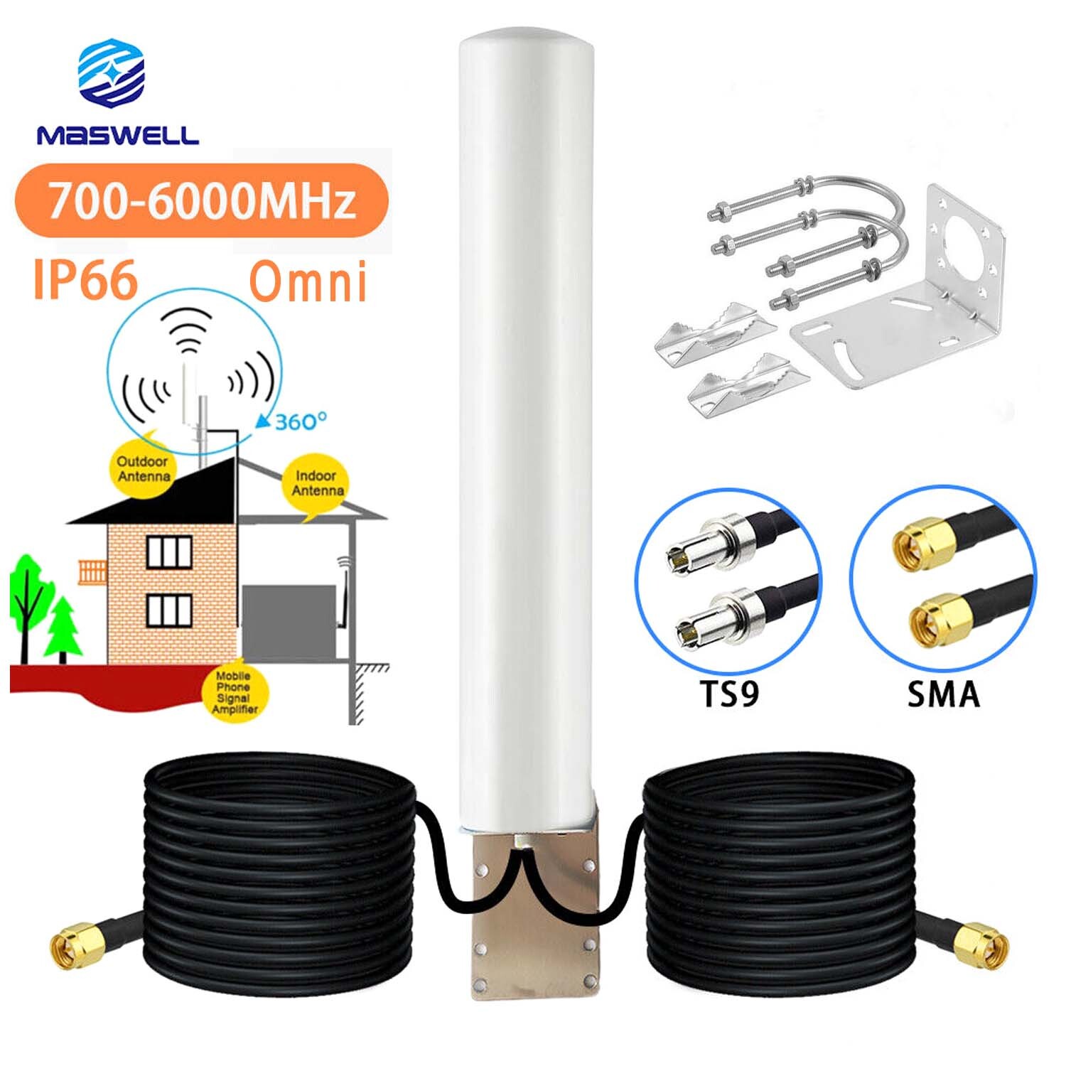 4G 5G NR LTE 2X2 MIMO Entry-Level Antenna 700-6000MHz for T‐Mobile Verizon AT&T