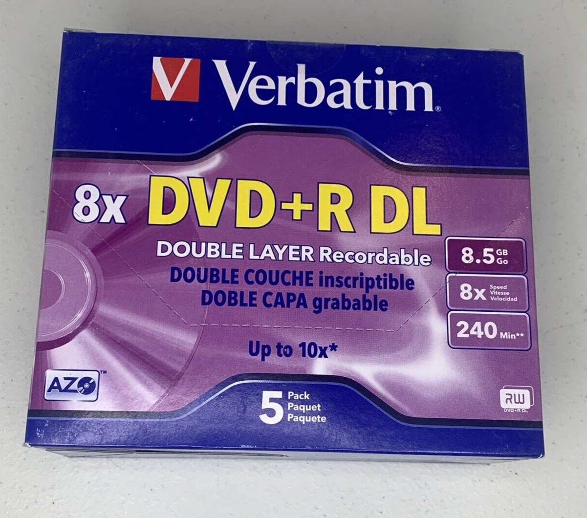 Verbatim DVD+R DL 8.5GB 8X with Branded Surface - 5pk Jewel Case Box (VER95311)